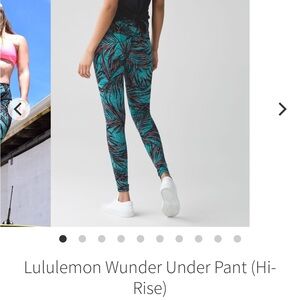 lululemon athletica Wunder Under High-Rise Leggings in Teal & Black Leaf Print